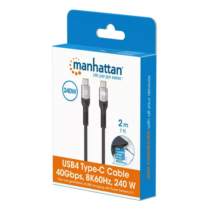 USB-C-Stecker auf USB-C-Stecker Kabel Manhattan 2m USB4 Gen 3x2 8K 60Hz