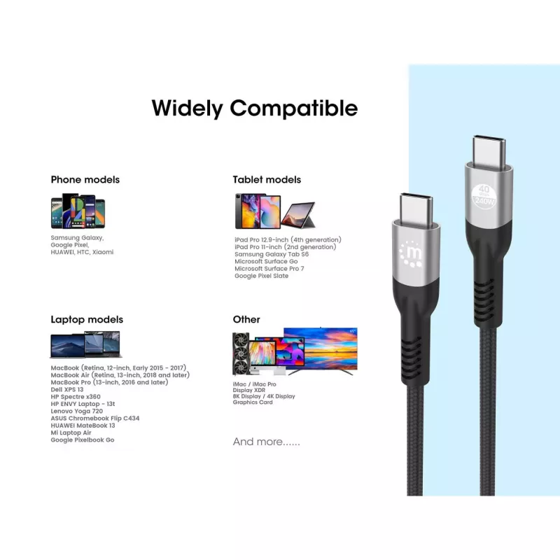 USB-C-Stecker auf USB-C-Stecker Kabel Manhattan 2m USB4 Gen 3x2 8K 60Hz