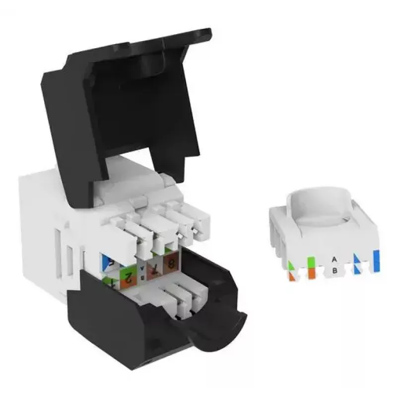 Keystone-Buchse Cat.6A ungeschirmt werkzeugfrei, EQUIP 769227, RJ-45, flache Bauform, weiß, 8 Stück