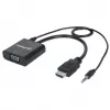 Manhattan HDMI-zu-VGA-Konverterkabel (mit Audio), 1080p, 30 cm, Stecker auf Buchse, Micro-USB-Stromeingang für zusätzliche Stromversorgung bei Bedarf, Schwarz, drei Jahre Garantie