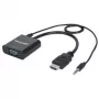 Manhattan HDMI-zu-VGA-Konverterkabel (mit Audio), 1080p, 30 cm, Stecker auf Buchse, Micro-USB-Stromeingang für zusätzliche Stromversorgung bei Bedarf, Schwarz, drei Jahre Garantie