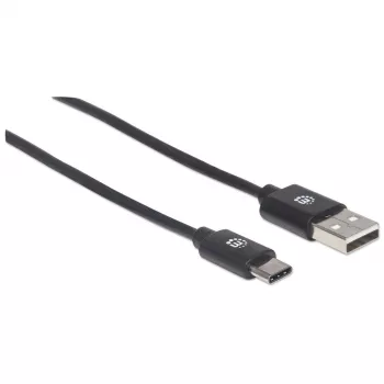 Manhattan USB-C-auf-USB-A-Kabel, 1 m, Stecker auf Stecker, Schwarz, 480 Mbit/s (USB 2.0), Hi-Speed USB, lebenslange Garantie, entspricht USB2AC1M