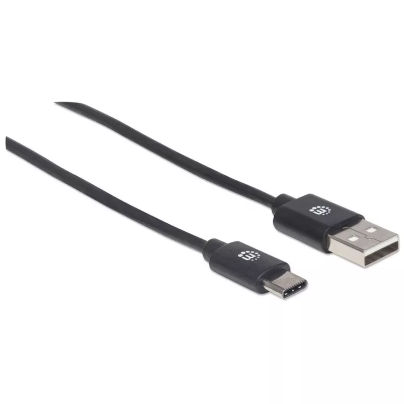 Manhattan USB-C-auf-USB-A-Kabel, 1 m, Stecker auf Stecker, Schwarz, 480 Mbit/s (USB 2.0), Hi-Speed USB, lebenslange Garantie, entspricht USB2AC1M