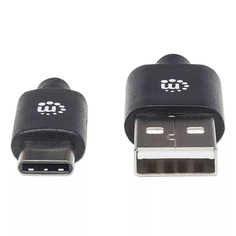 Manhattan USB-C-auf-USB-A-Kabel, 1 m, Stecker auf Stecker, Schwarz, 480 Mbit/s (USB 2.0), Hi-Speed USB, lebenslange Garantie, entspricht USB2AC1M