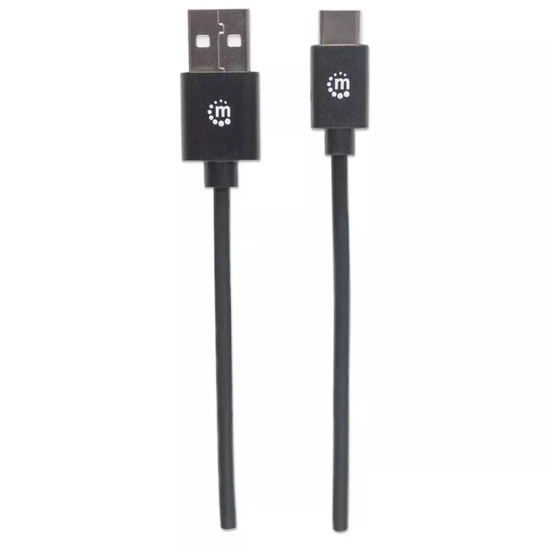 Manhattan USB-C-auf-USB-A-Kabel, 1 m, Stecker auf Stecker, Schwarz, 480 Mbit/s (USB 2.0), Hi-Speed USB, lebenslange Garantie, entspricht USB2AC1M