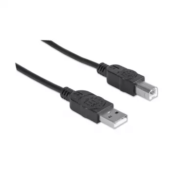 Manhattan USB-A-auf-USB-B-Kabel, 5 m, Stecker auf Stecker, 480 Mbit/s (USB 2.0), Hi-Speed USB, Schwarz, lebenslange Garantie, Entspricht USB2HAB5M.