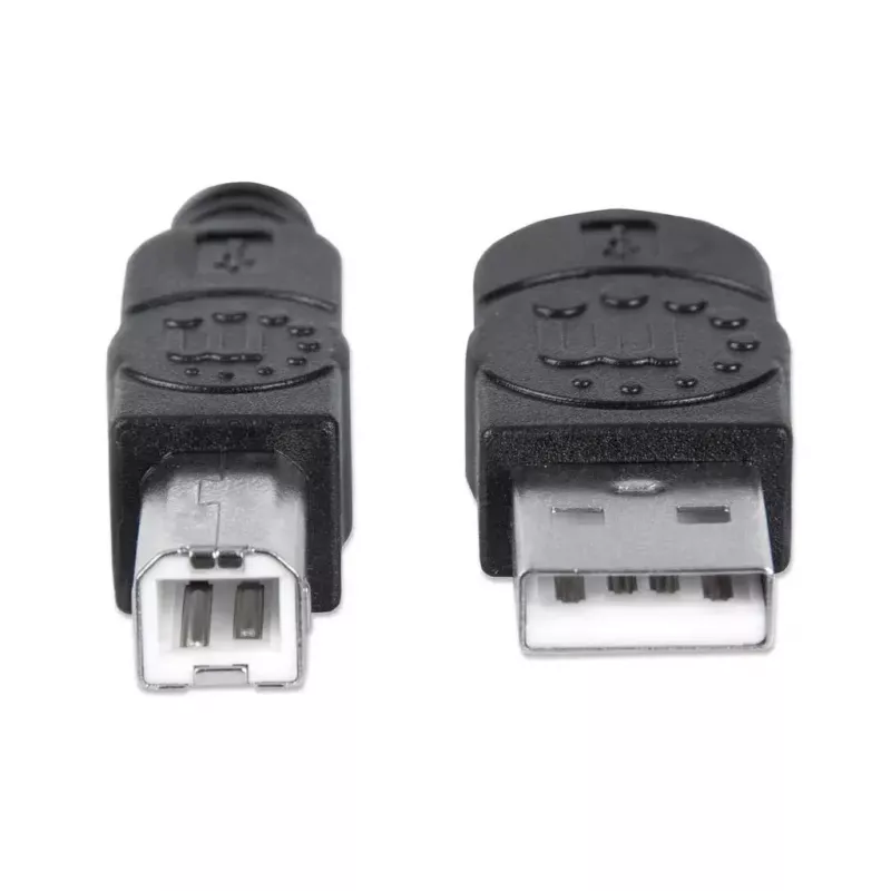 Manhattan USB-A-auf-USB-B-Kabel, 5 m, Stecker auf Stecker, 480 Mbit/s (USB 2.0), Hi-Speed USB, Schwarz, lebenslange Garantie, Entspricht USB2HAB5M.
