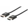 Manhattan HDMI-Kabel mit Ethernet (Ultra Thin), 4K@60Hz (Premium High Speed), 0,5 m, Stecker zu Stecker, Schwarz, Ultra HD 4k x 2k, vollständig geschirmt, vergoldete Kontakte, lebenslange Garantie