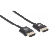 Manhattan HDMI-Kabel mit Ethernet (Ultra Thin), 4K@60Hz (Premium High Speed), 0,5 m, Stecker zu Stecker, Schwarz, Ultra HD 4k x 2k, vollständig geschirmt, vergoldete Kontakte, lebenslange Garantie