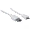 Manhattan USB-A auf Micro-USB Kabel, 1,8 m, Stecker auf Stecker, 480 Mbit/s (USB 2.0), Hi-Speed USB, Weiß, Lebenslange Garantie