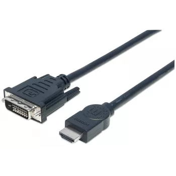 Manhattan HDMI auf DVI-D 24+1 Kabel, 3m, Stecker auf Stecker, Schwarz, Dual Link, Kompatibel mit DVD-D, Lebenslange Garantie, Entspricht HDDVIMM3M