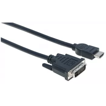 Manhattan HDMI auf DVI-D 24+1 Kabel, 3m, Stecker auf Stecker, Schwarz, Dual Link, Kompatibel mit DVD-D, Lebenslange Garantie, Entspricht HDDVIMM3M