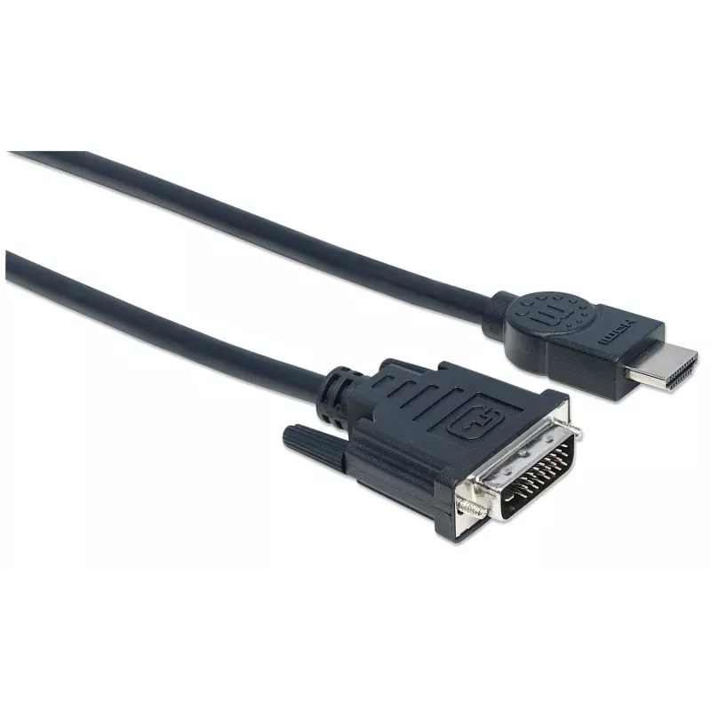 Manhattan HDMI auf DVI-D 24+1 Kabel, 3m, Stecker auf Stecker, Schwarz, Dual Link, Kompatibel mit DVD-D, Lebenslange Garantie, Entspricht HDDVIMM3M