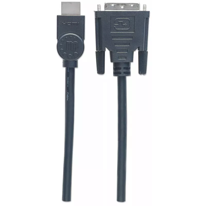 Manhattan HDMI auf DVI-D 24+1 Kabel, 3m, Stecker auf Stecker, Schwarz, Dual Link, Kompatibel mit DVD-D, Lebenslange Garantie, Entspricht HDDVIMM3M