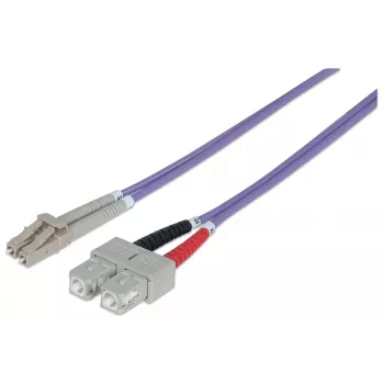Intellinet Glasfaser-Patchkabel, OM4, LC/SC, 2 m, Violett, Duplex, Multimode, 50/125 µm, LSZH, Faser, Lebenslange Garantie