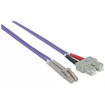 Intellinet Glasfaser-Patchkabel, OM4, LC/SC, 1m, Violett, Duplex, Multimode, 50/125 µm, LSZH, Faser, Lebenslange Garantie