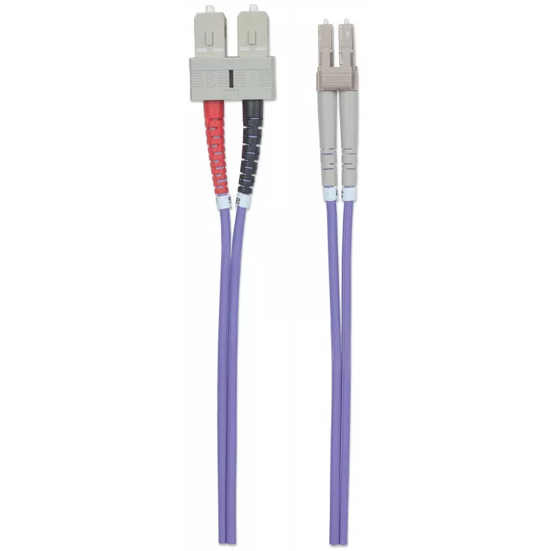 Intellinet Glasfaser-Patchkabel, OM4, LC/SC, 1m, Violett, Duplex, Multimode, 50/125 µm, LSZH, Faser, Lebenslange Garantie