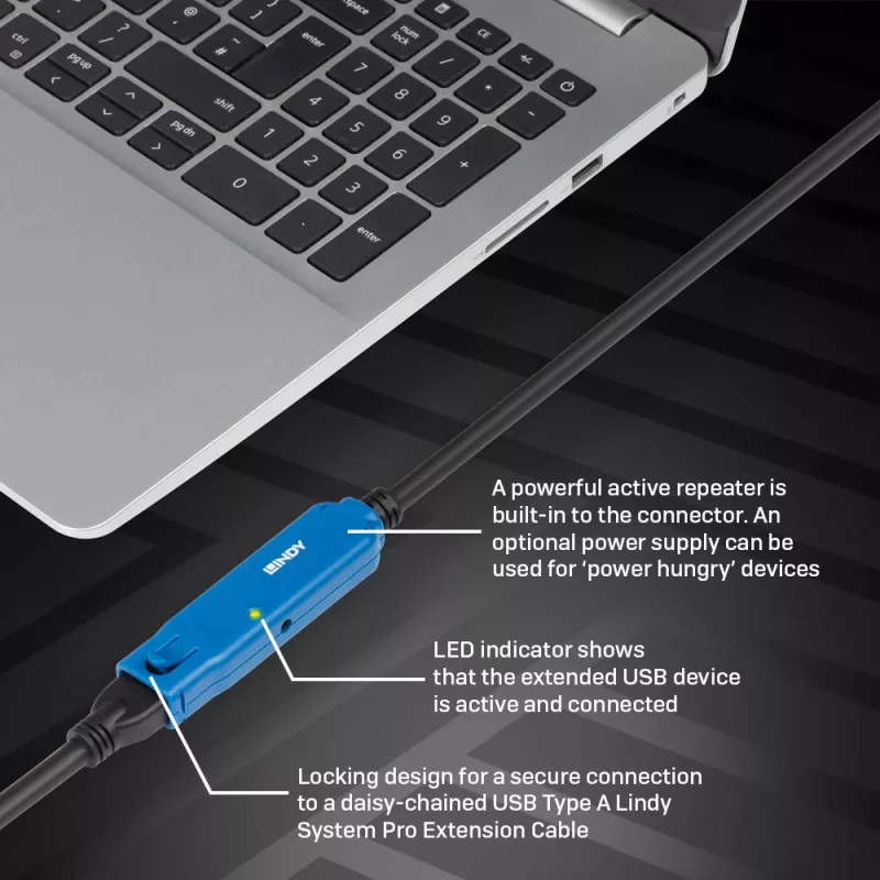 Lindy 43381 USB-Kabel USB 3.2 Gen 1 (3.1 Gen 1) 8 m USB C USB A Schwarz, Blau