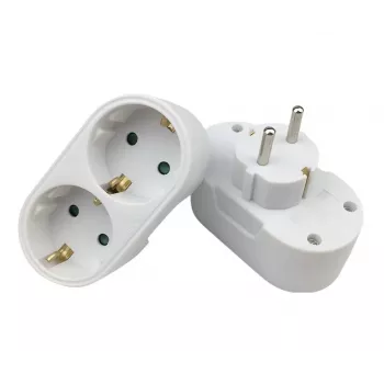 Power splitter MicroConnect PESCHPLUG2 — Schuko mains adapter with 2 outputs