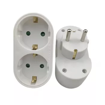 Power splitter MicroConnect PESCHPLUG2 — Schuko mains adapter with 2 outputs