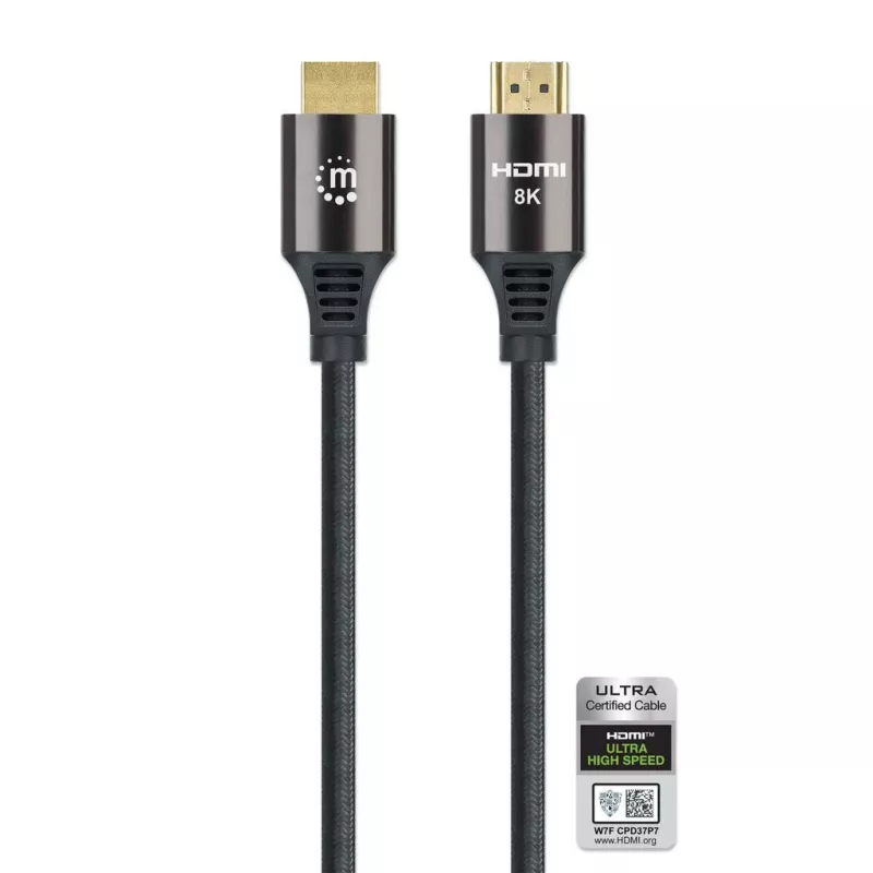 HDMI-Kabel Manhattan 8K@60Hz 1m geflochten Stecker auf Stecker Schwarz