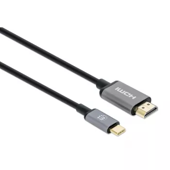 Manhattan USB-C-auf-HDMI-Kabel, 4K@60Hz, 1m, Schwarz, Stecker auf Stecker, Drei Jahre Garantie, Entspricht CDP2HD2MBNL
