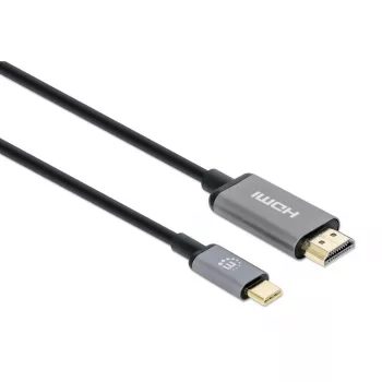 Manhattan USB-C-auf-HDMI-Kabel, 4K@60Hz, 2m, Schwarz, Stecker auf Stecker, Drei Jahre Garantie, Entspricht CDP2HD2MBNL