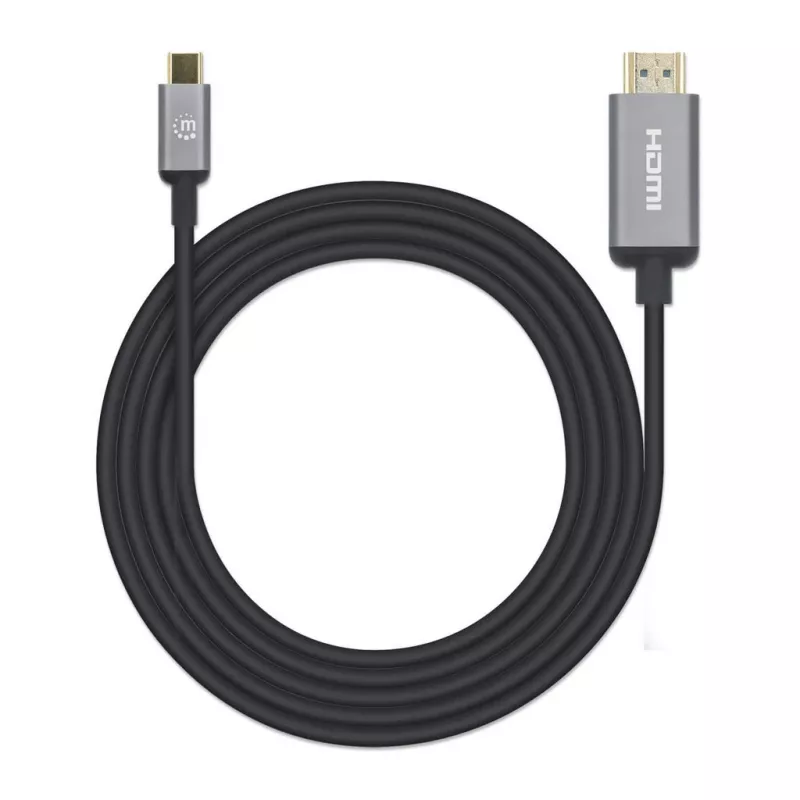 Manhattan USB-C-auf-HDMI-Kabel, 4K@60Hz, 2m, Schwarz, Stecker auf Stecker, Drei Jahre Garantie, Entspricht CDP2HD2MBNL