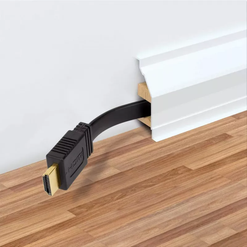 Manhattan HDMI-Kabel mit Ethernet (Flach), 4K@60Hz (Premium High Speed), 10 m, Stecker auf Stecker, Schwarz, Ultra HD 4K x 2K, Voll geschirmt, Vergoldete Kontakte, Lebenslange Garantie