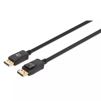 Manhattan DisplayPort 1.4 Kabel, 8K@60Hz, 3m, Geflochtenes Kabel, Stecker auf Stecker, Mit Verriegelungen, Voll geschirmt, Schwarz, Lebenslange Garantie, Entspricht DP14MM3M