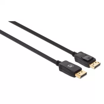Manhattan DisplayPort 1.4 Kabel, 8K@60Hz, 3m, Geflochtenes Kabel, Stecker auf Stecker, Mit Verriegelungen, Voll geschirmt, Schwarz, Lebenslange Garantie, Entspricht DP14MM3M