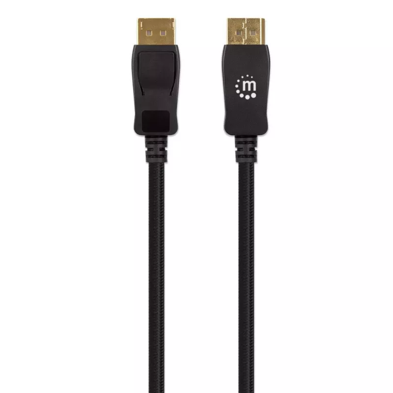 Manhattan DisplayPort 1.4 Kabel, 8K@60Hz, 3m, Geflochtenes Kabel, Stecker auf Stecker, Mit Verriegelungen, Voll geschirmt, Schwarz, Lebenslange Garantie, Entspricht DP14MM3M