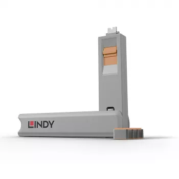 USB-C-Portblockierer-Set Lindy, 4 Stück, Orange