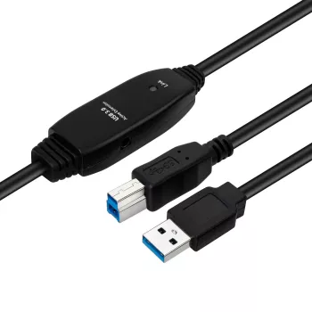 USB 3.2 Gen 1 A-B Aktivkabel MicroConnect 10 m, schwarz, USB A auf USB B