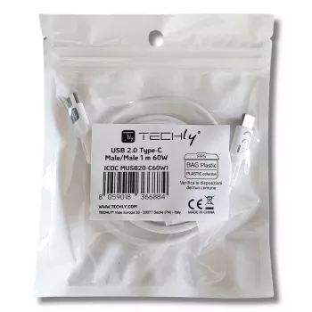 Techly ICOC-MUSB20-C60W1 USB-Kabel USB 2.0 1 m USB-C Weiß