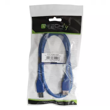 Techly USB 3.0 Verlängerungskabel A Stecker / A Buchse 0,5m blau ICOC U3-AA-005-EX