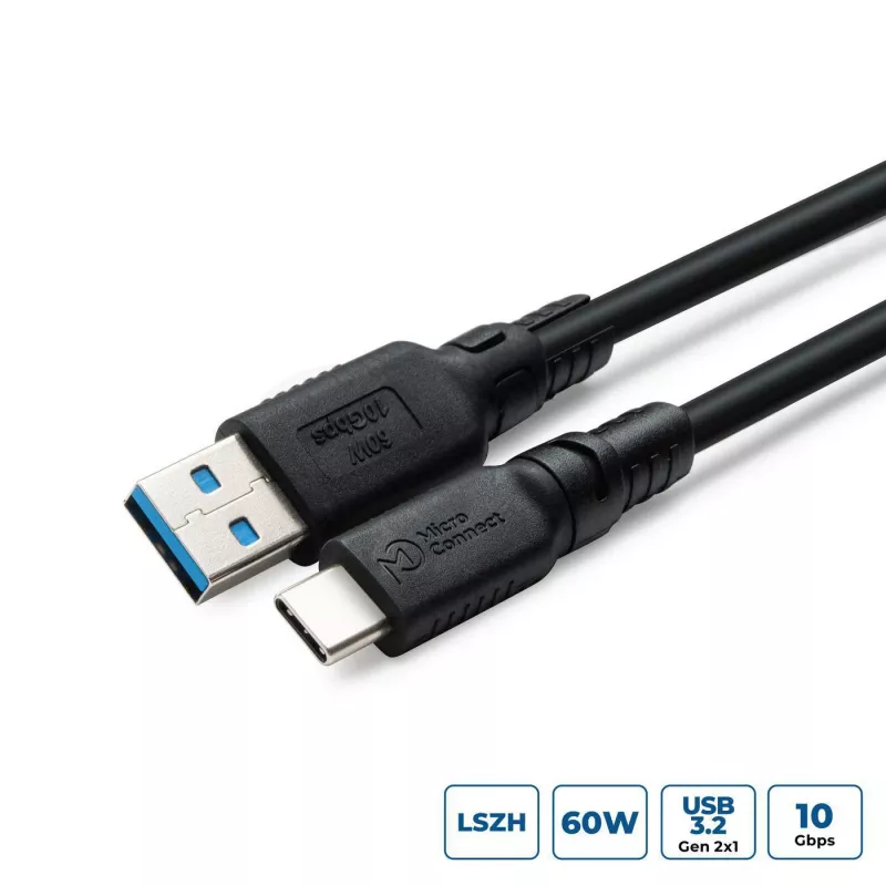 USB-C-auf-USB-A-Adapterkabel MicroConnect USB3.2AC1-LSZH, 1 m, USB 3.2
