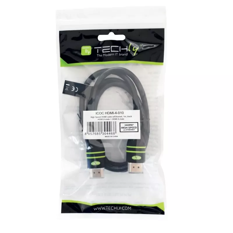 Techly 2m High Speed HDMI-Kabel mit Ethernet A/A M/M Schwarz ICOC HDMI-4-020