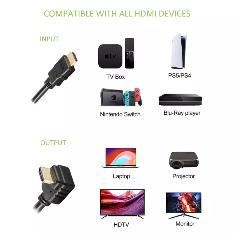 Techly 5m High Speed HDMI Kabel mit Ethernet A/A M/M Abgewinkelt Schwarz ICOC HDMI-LE-050