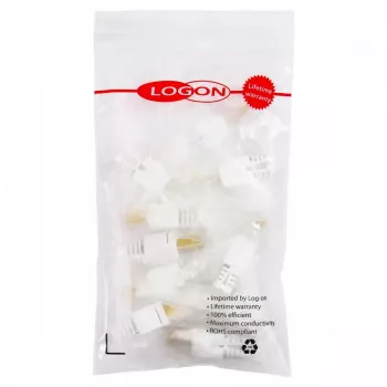 Kabelverbinder LOGON TWP8P8TP RJ-45 Cat5e, transparent/weiß/gelb, 10er-Pack