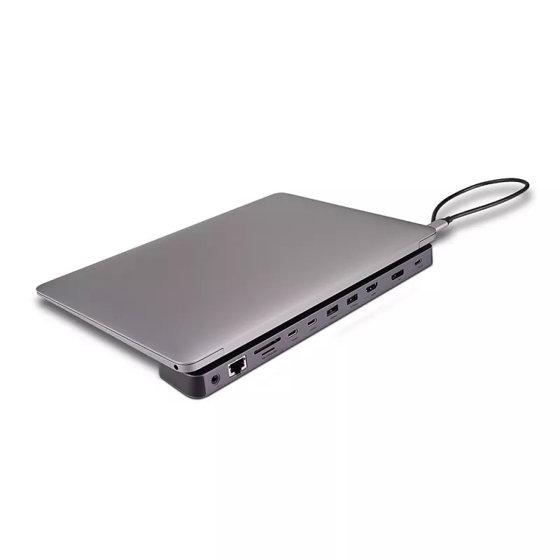 Lindy DST-Mini XT 810, USB-C Laptop Mini Dockingstation mit Einzeldisplay (8K) oder Dual-Display (4K60) und 100W Durchgangsladung