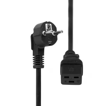 ProXtend Gewinkeltes Typ-F-Schuko-auf-C19-Netzkabel Schwarz 1m 250V 10A
