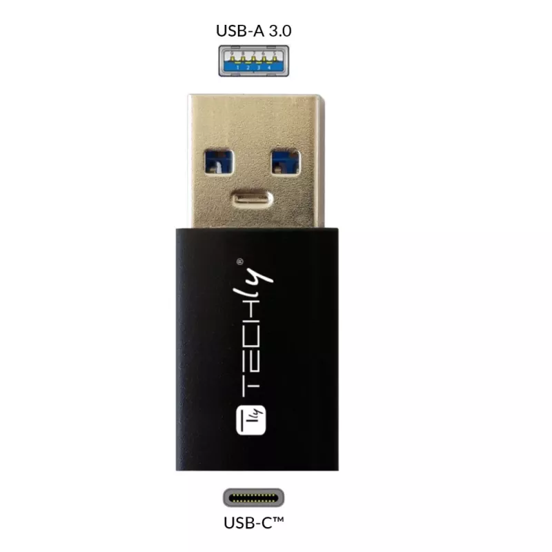 USB-Adapter Techly IADAP USB3-AFT USB A auf USB C Schwarz