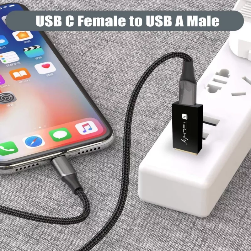 USB-Adapter Techly IADAP USB3-AFT USB A auf USB C Schwarz