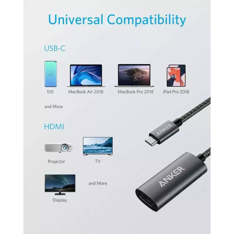 USB-Grafikadapter Anker A83120A1 — USB 3.2 Gen 1, Schwarz/Grau, Kabel 0,15 m