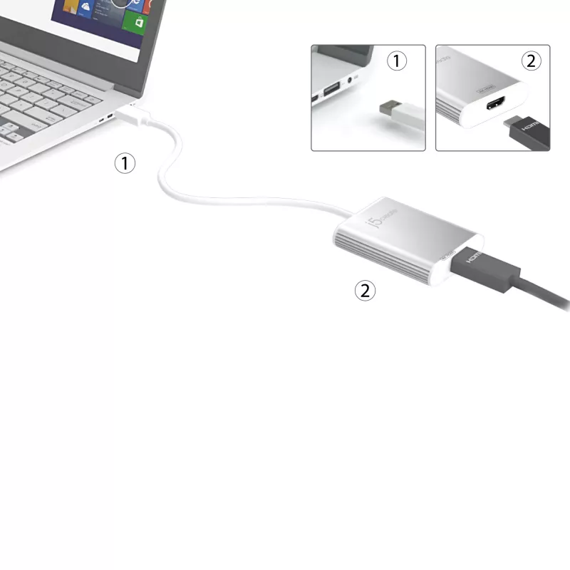j5create JUA354 USB 3.0 auf 4K HDMI Display Adapter Silber