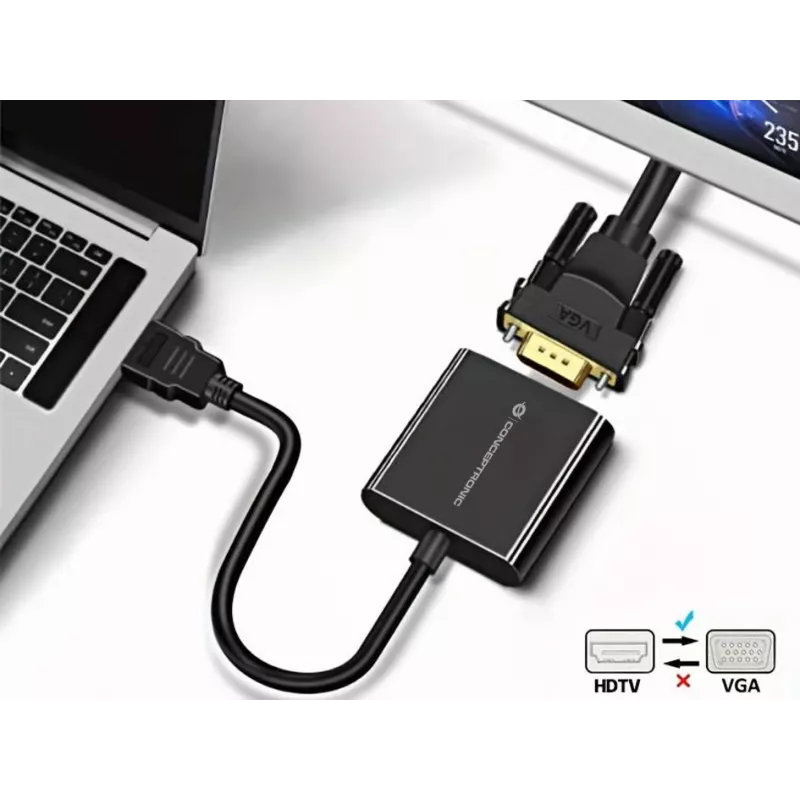 Conceptronic ABBY20B HDMI-zu-VGA-Adapter, 0,25 m, HDMI Typ A (Standard), VGA (D-Sub), Stecker, Buchse, Gerade
