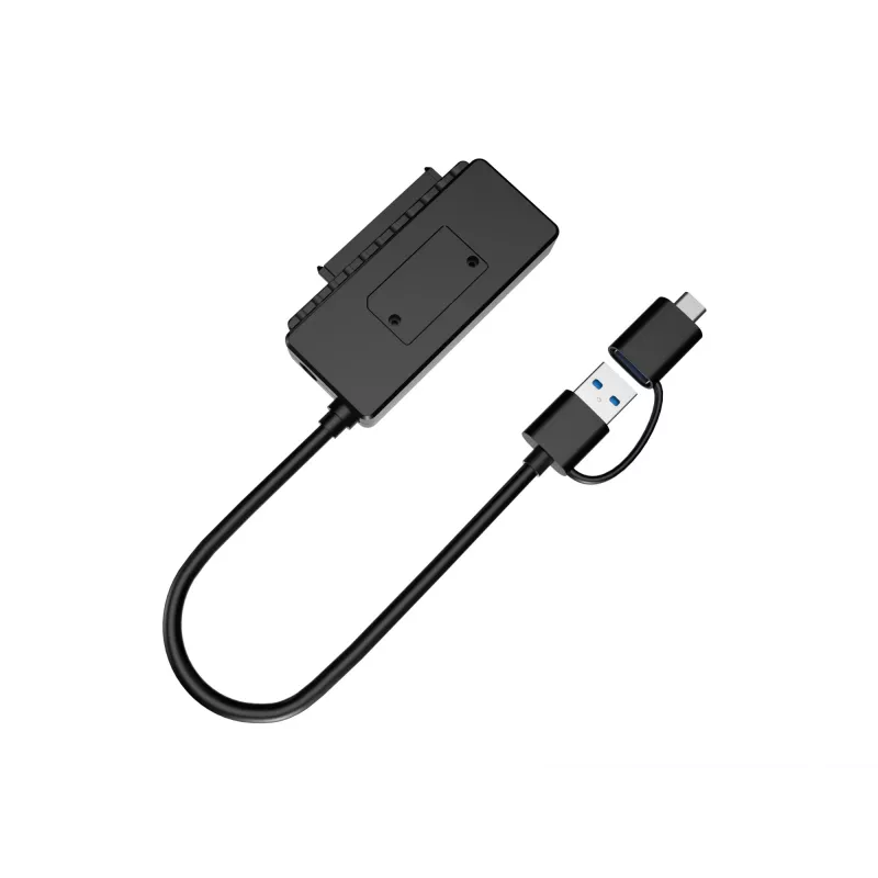 Conceptronic ABBY21B USB 3.0 SATA-Adapter mit Netzteil, 2,5 Zoll/3,5 Zoll SATA HDD/SSD, 2-in-1 USB-C/A-Kabel