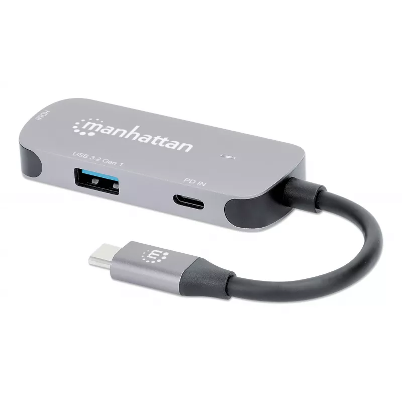 Manhattan USB-C Dock/Hub HDMI USB-A USB-C 100W Power Delivery 4K 60Hz