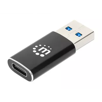Manhattan USB-C auf USB-A Adapter, Buchse auf Stecker, 10 Gbit/s (USB 3.2 Gen2 aka USB 3.1), SuperSpeed+ USB, Schwarz, lebenslange Garantie